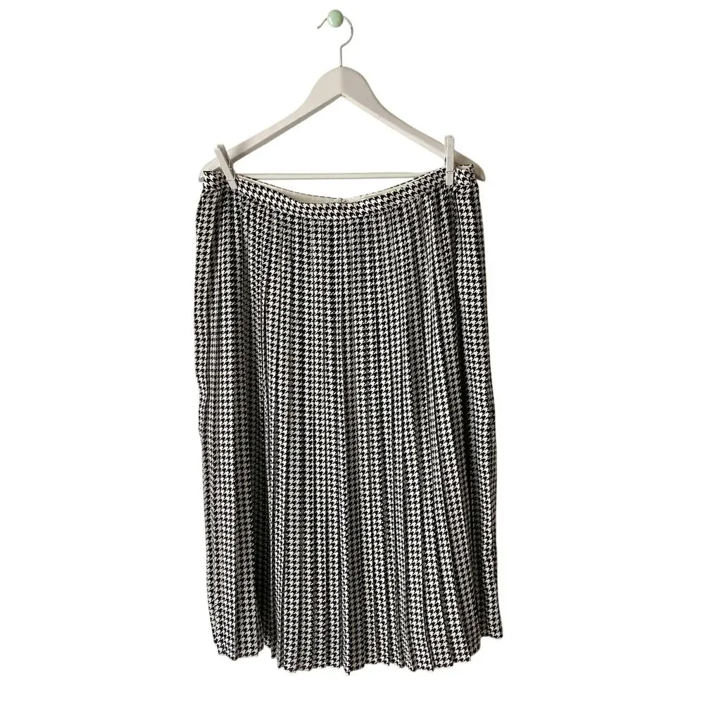 J. Crew Pleated Houndstooth Print Full Skirt Size 14 - Picture 1 of 7